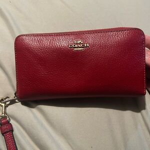 Coach Cherry Red Leather Wristlet